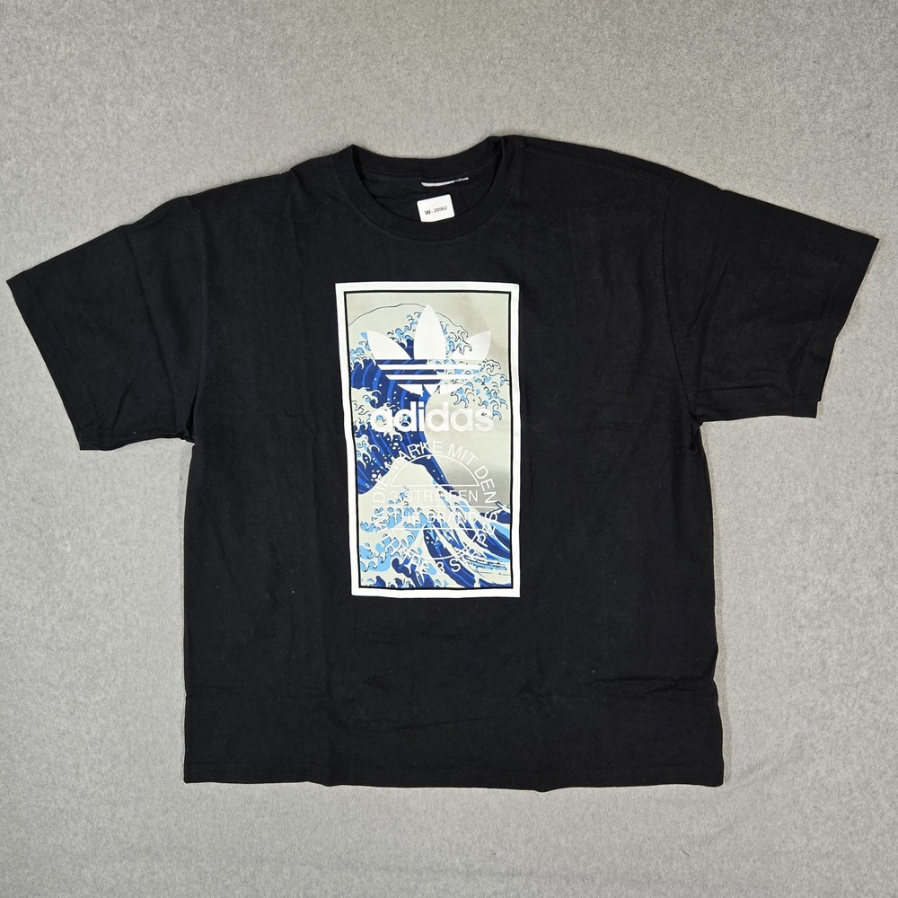 Adidas Men Shirt 2XL Black Graphic Trefoil Japan Short Sleeve Print